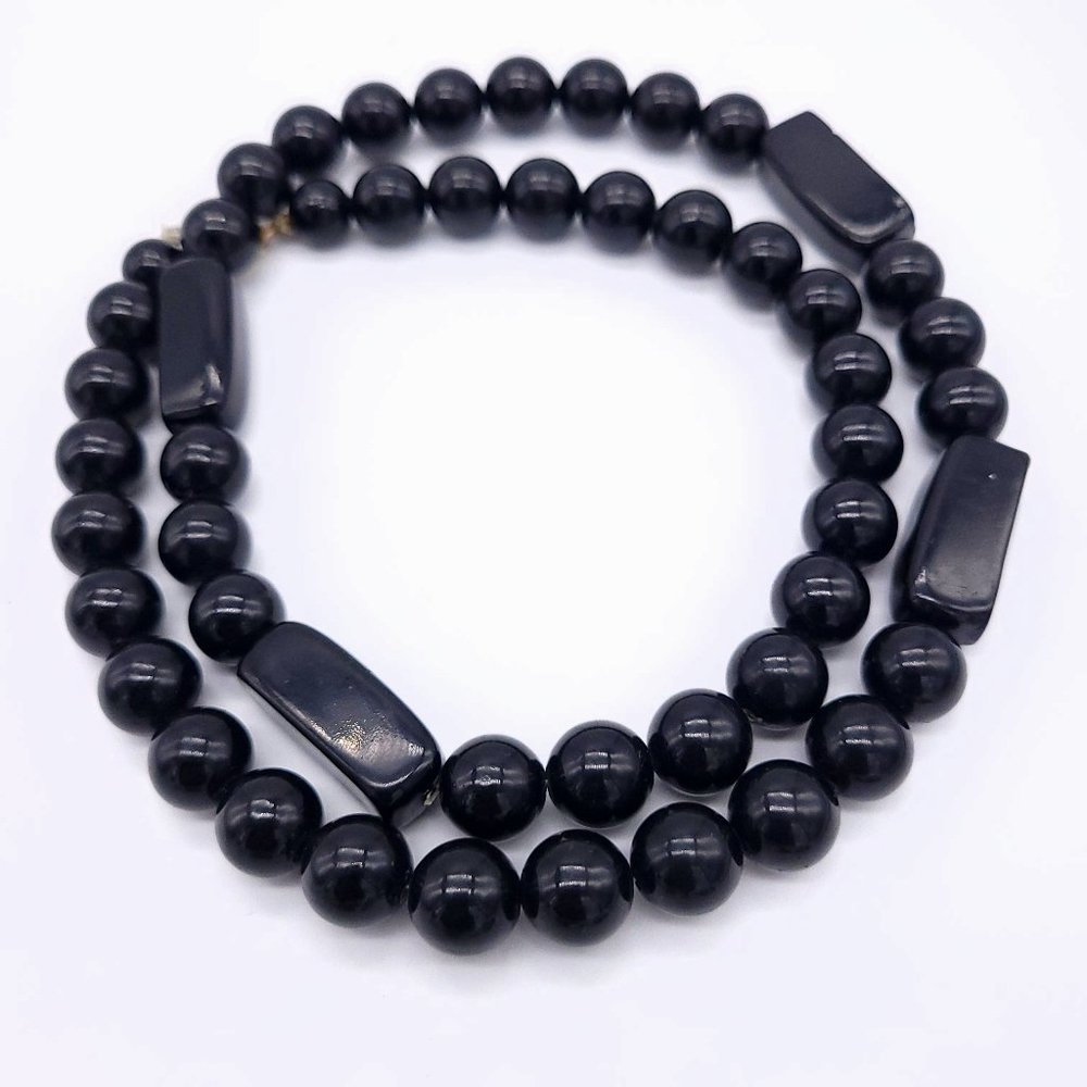 70s Black Ceramic Geometric Beads